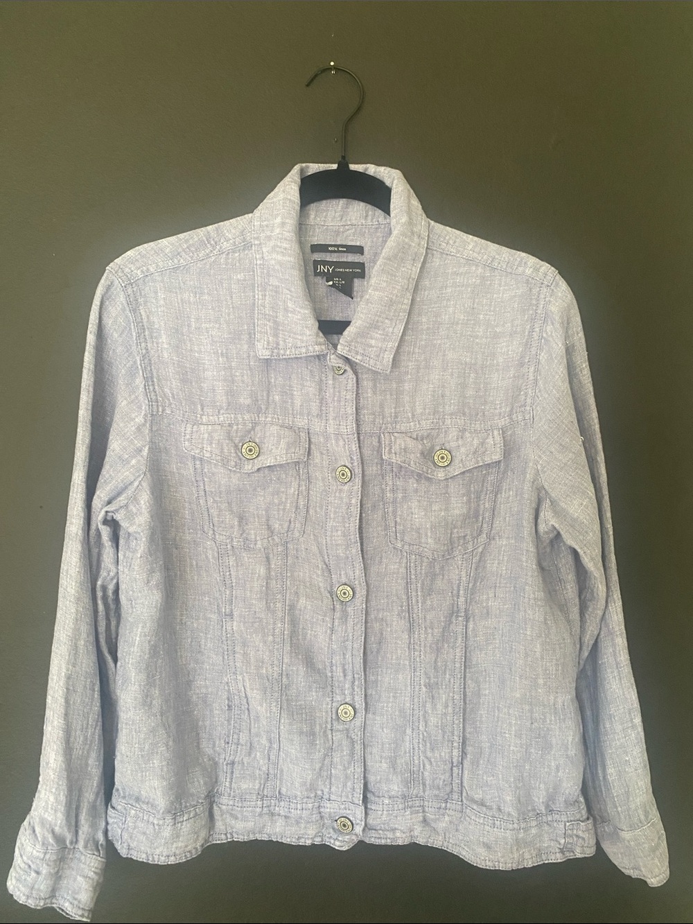 LNYL Linen Button-Up Jacket in Light Blue